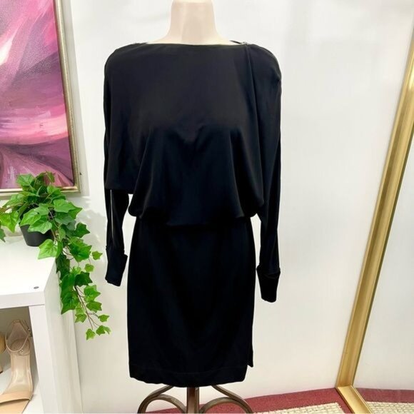 L'Agence Little Black Dress Slinky ZipperNeckline Adjustable Size 2 - Picture 2 of 8